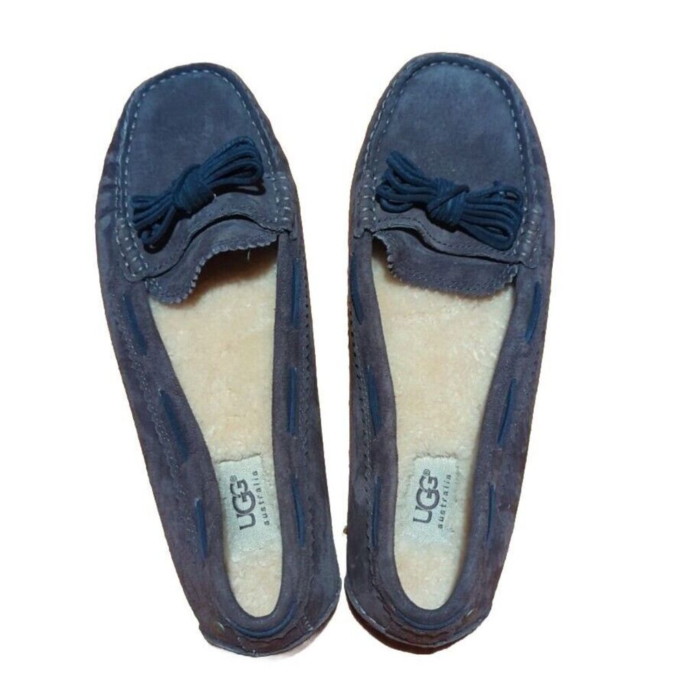 UGG Womens MEENA Warm Slip On Loafers Shoes Blue Moccasins Slippers Size 9.5